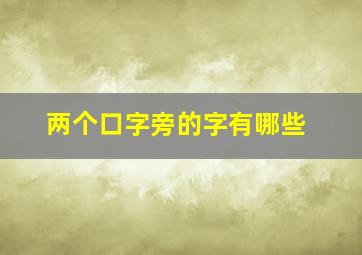 两个口字旁的字有哪些