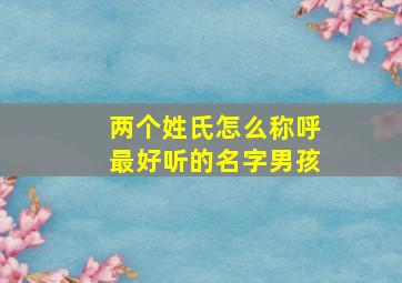 两个姓氏怎么称呼最好听的名字男孩