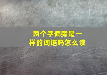 两个字偏旁是一样的词语吗怎么读