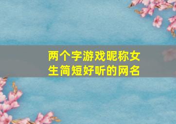 两个字游戏昵称女生简短好听的网名