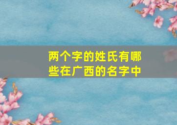 两个字的姓氏有哪些在广西的名字中