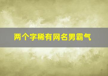 两个字稀有网名男霸气