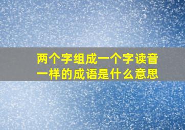 两个字组成一个字读音一样的成语是什么意思