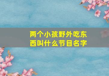 两个小孩野外吃东西叫什么节目名字