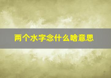 两个水字念什么啥意思