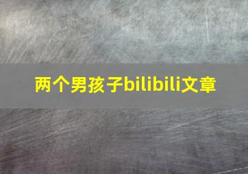 两个男孩子bilibili文章