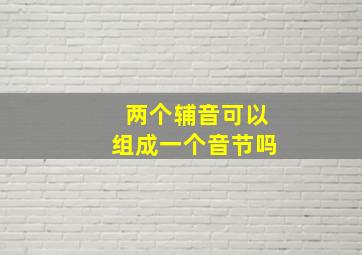 两个辅音可以组成一个音节吗