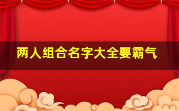 两人组合名字大全要霸气