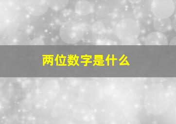 两位数字是什么