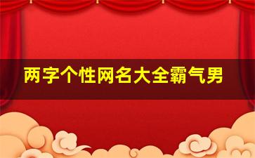 两字个性网名大全霸气男