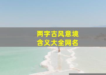 两字古风意境含义大全网名