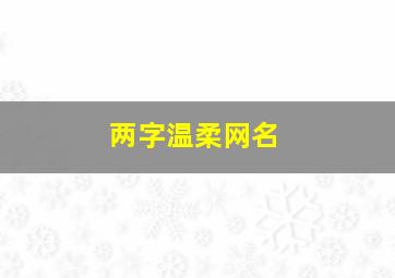 两字温柔网名