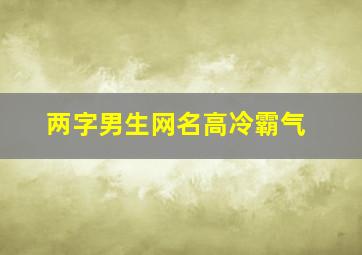 两字男生网名高冷霸气