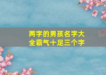 两字的男孩名字大全霸气十足三个字