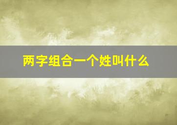 两字组合一个姓叫什么