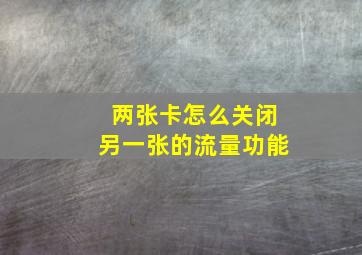 两张卡怎么关闭另一张的流量功能