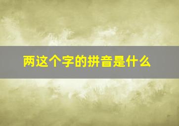 两这个字的拼音是什么