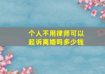 个人不用律师可以起诉离婚吗多少钱