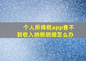 个人所得税app查不到收入纳税明细怎么办