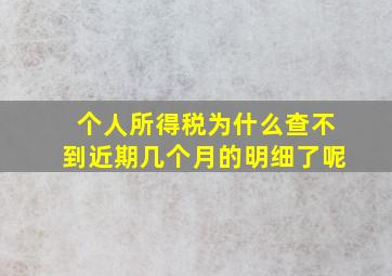 个人所得税为什么查不到近期几个月的明细了呢