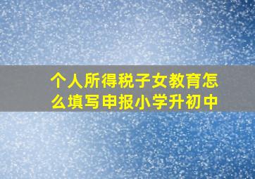 个人所得税子女教育怎么填写申报小学升初中