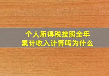 个人所得税按照全年累计收入计算吗为什么