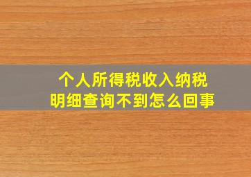 个人所得税收入纳税明细查询不到怎么回事