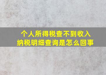 个人所得税查不到收入纳税明细查询是怎么回事