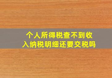 个人所得税查不到收入纳税明细还要交税吗