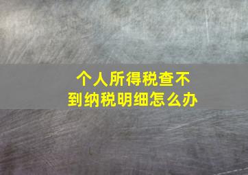 个人所得税查不到纳税明细怎么办