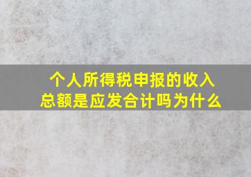 个人所得税申报的收入总额是应发合计吗为什么