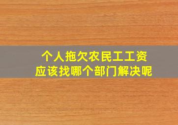 个人拖欠农民工工资应该找哪个部门解决呢