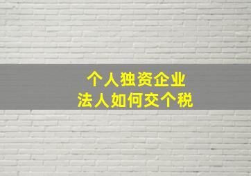 个人独资企业法人如何交个税