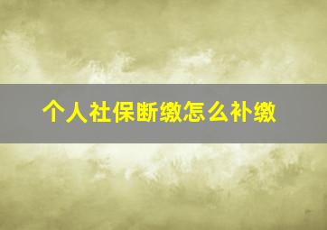 个人社保断缴怎么补缴