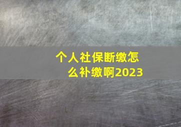 个人社保断缴怎么补缴啊2023