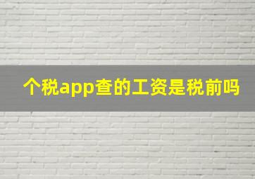 个税app查的工资是税前吗