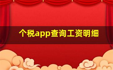 个税app查询工资明细