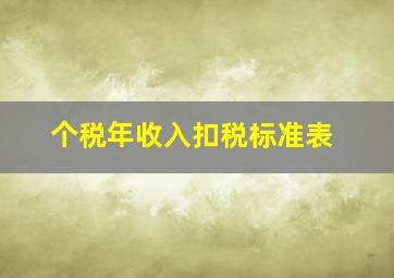 个税年收入扣税标准表