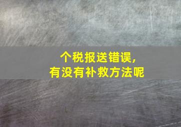 个税报送错误,有没有补救方法呢