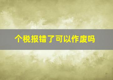 个税报错了可以作废吗