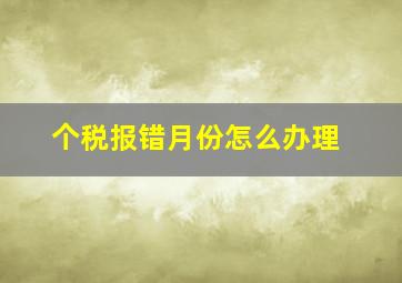 个税报错月份怎么办理