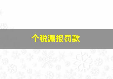 个税漏报罚款