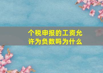 个税申报的工资允许为负数吗为什么