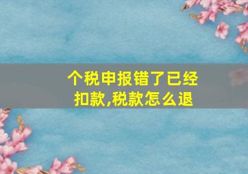 个税申报错了已经扣款,税款怎么退