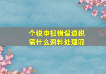 个税申报错误退税需什么资料处理呢