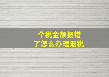 个税金额报错了怎么办理退税