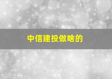 中信建投做啥的