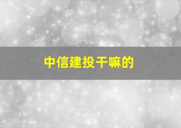 中信建投干嘛的