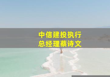 中信建投执行总经理蔡诗文