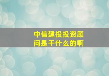 中信建投投资顾问是干什么的啊